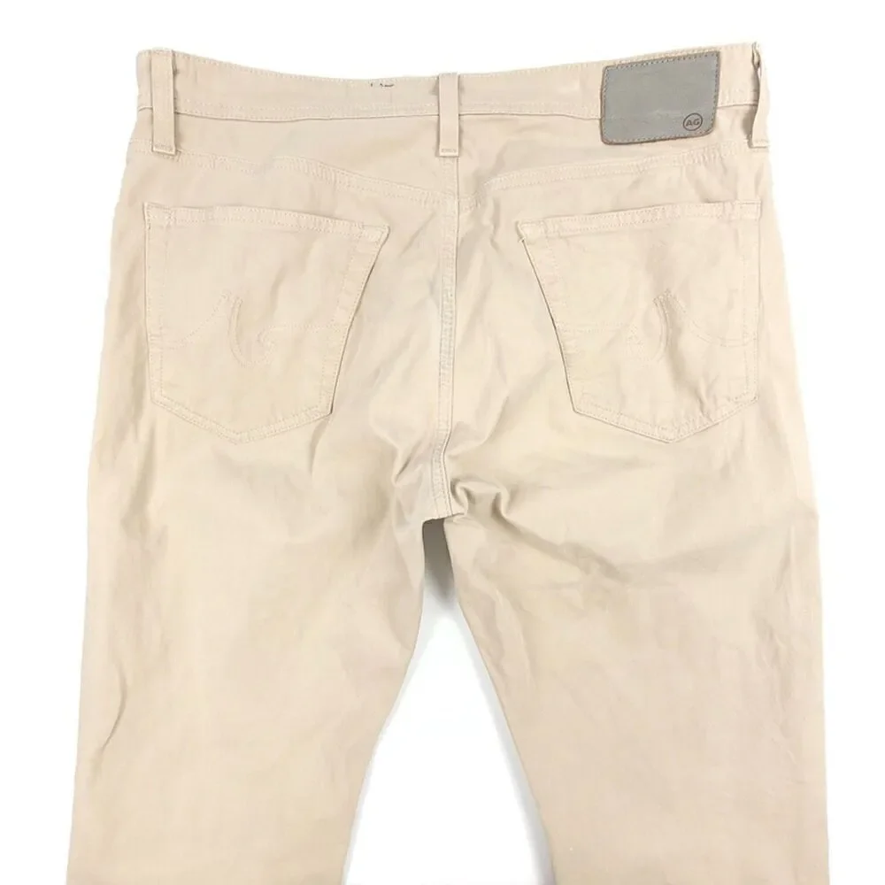ADRIANO GOLDSCHMIED Everett Slim Straight Sueded Jeans Khaki Beige Mens 34 x 31